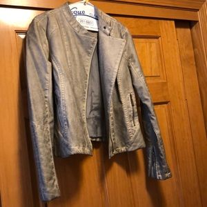 Gray leather jacket